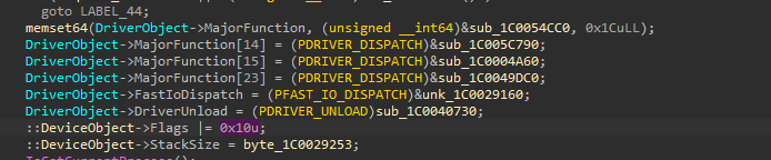 Dispatch routine registration