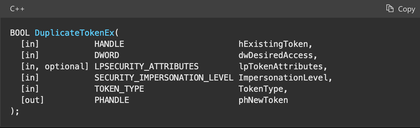 DuplicateTokenEx